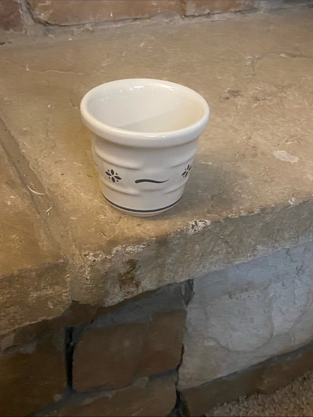 Longaberger White Ceramic Decorative Votive Holder with Blue Accent